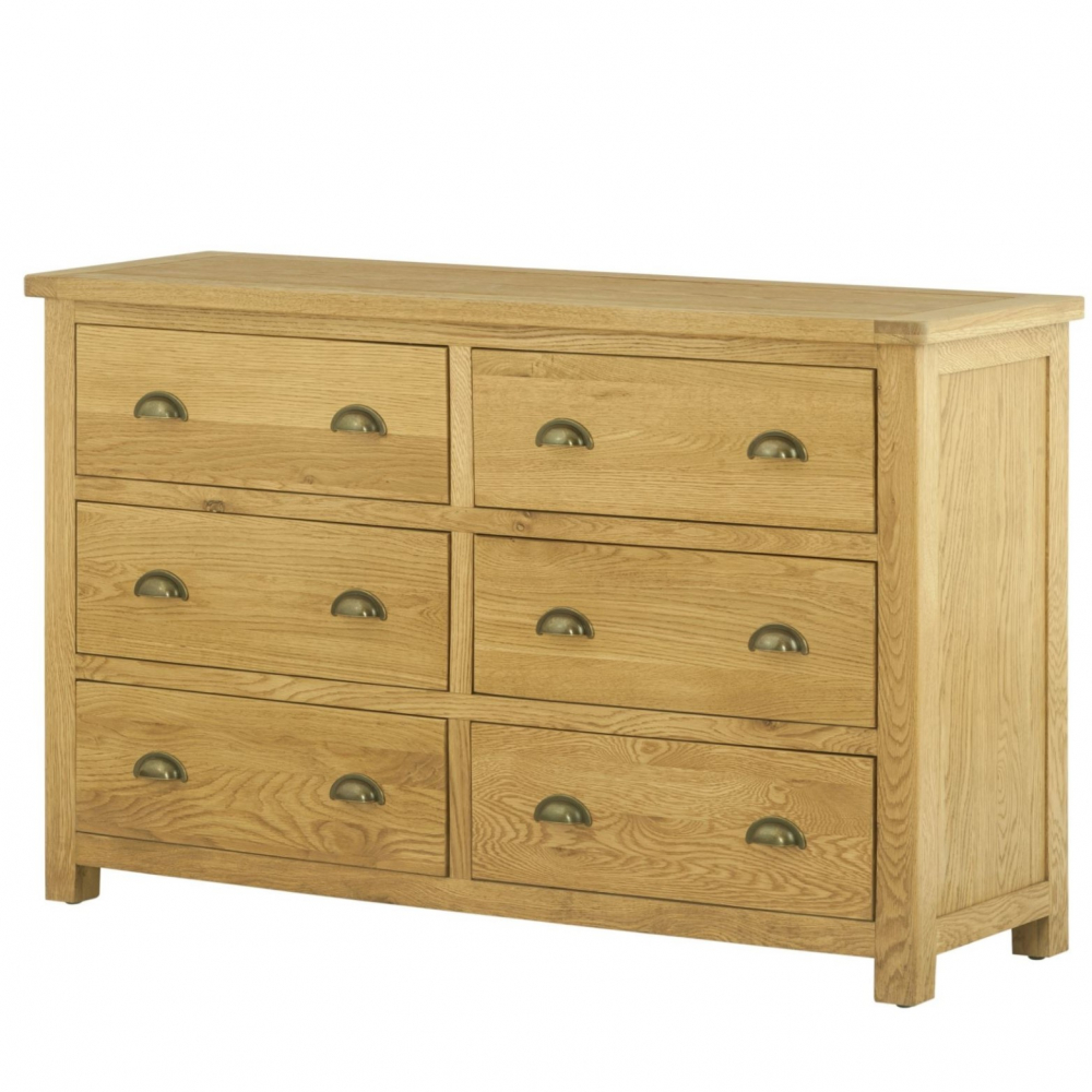 Cotswold 6 Drawer Wide Chest - Oak