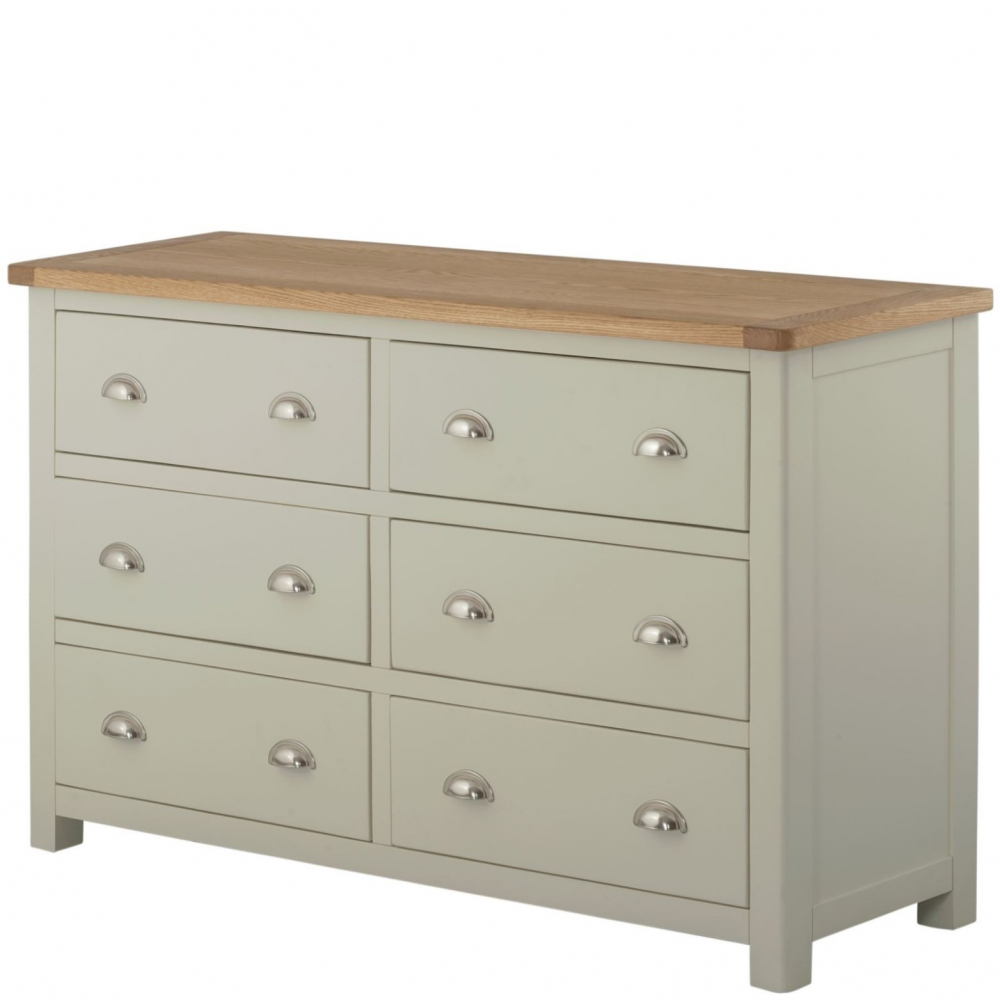 Cotswold 6 Drawer Wide Chest - Stone