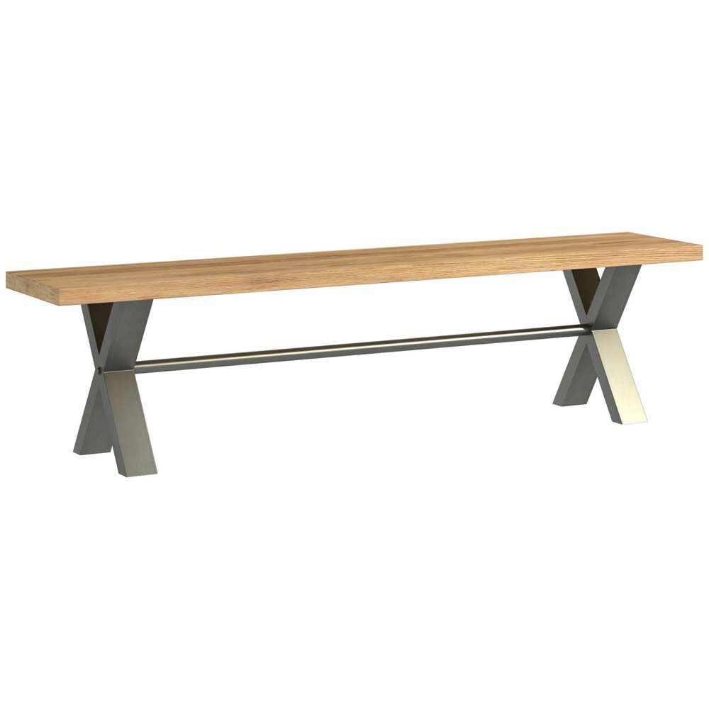 Large bench with metal and oak