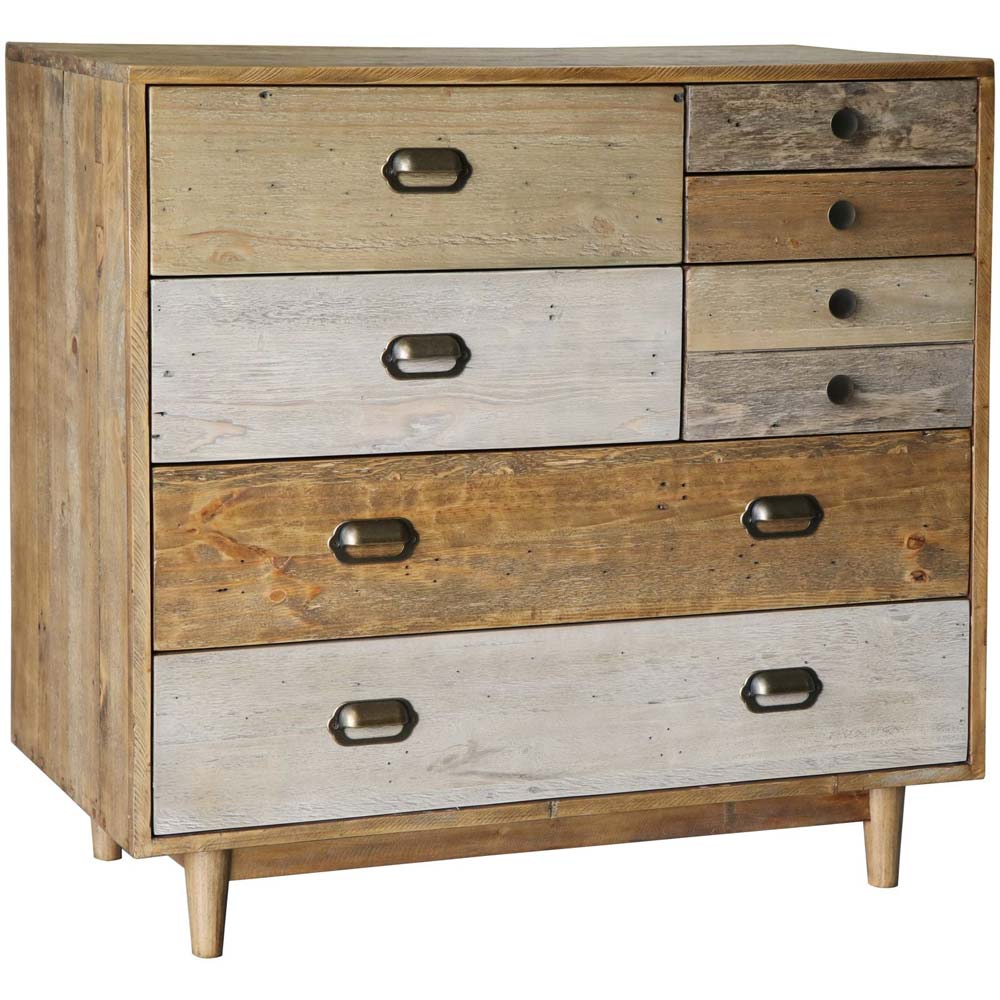 Rustic pine chest of drawers with 7 drawers