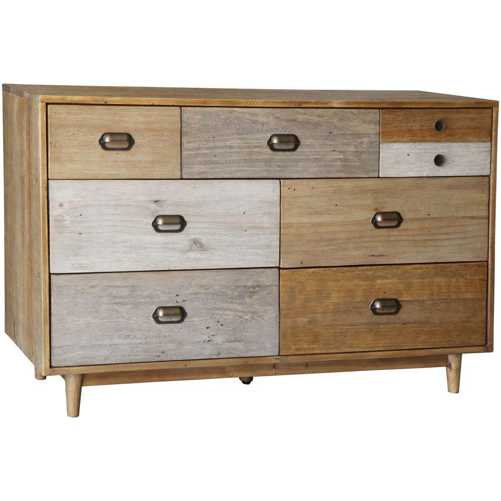 Wide reclaimed pine chest with drawers