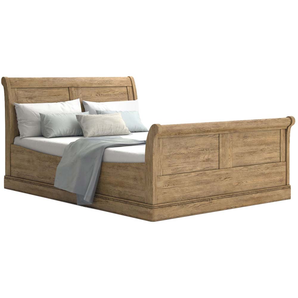 Antique style oak double bed