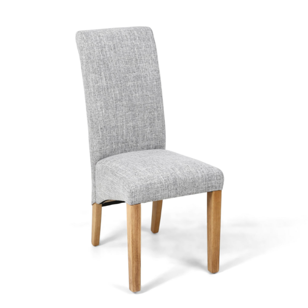 KARTA SCROLL BACK FLAX EFFECT GREY WEAVE DINING CHAIR
