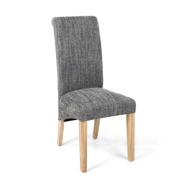 KARTA SCROLL BACK TWEED GREY DINING CHAIR