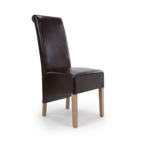 KRISTA ROLL BACK BONDED LEATHER BROWN DINING CHAIR