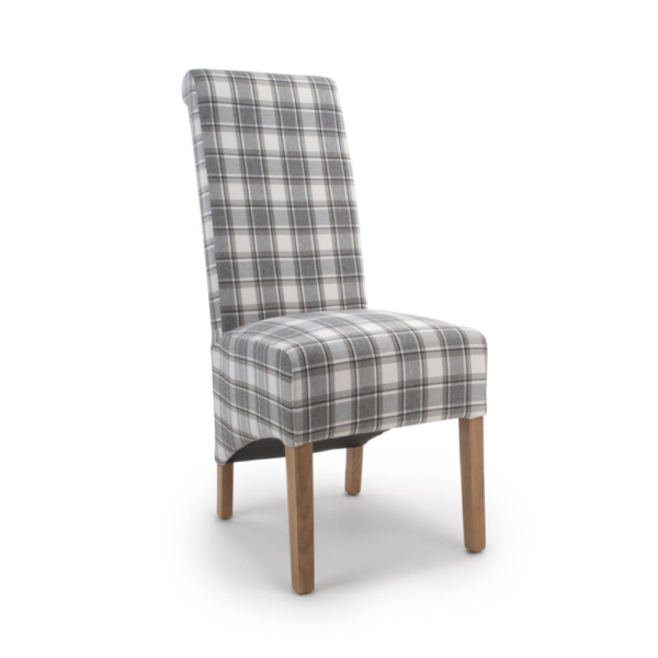 KRISTA ROLL BACK HERRINGBONE CHECK CAPPUCCINO DINING CHAIR