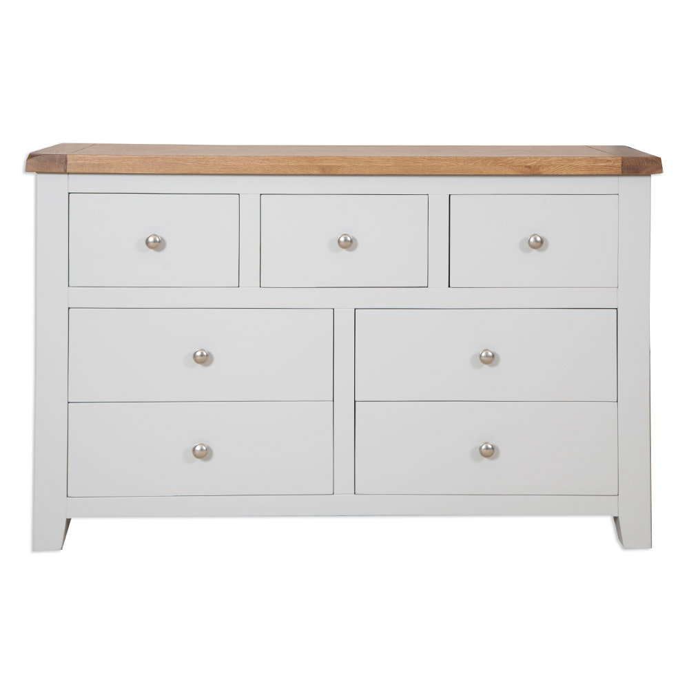 Melbourne French Grey 7 Drawer Wide Chest