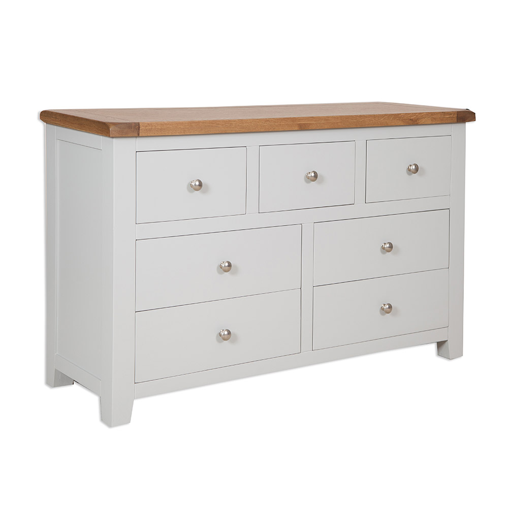 Melbourne French Grey 7 Drawer Wide Chest