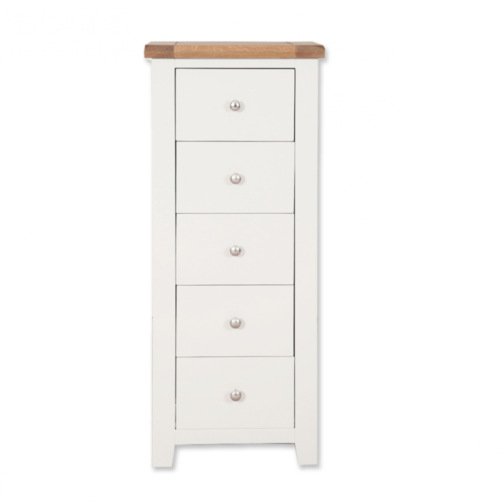 Melbourne White 5 Drawer Tall Chest
