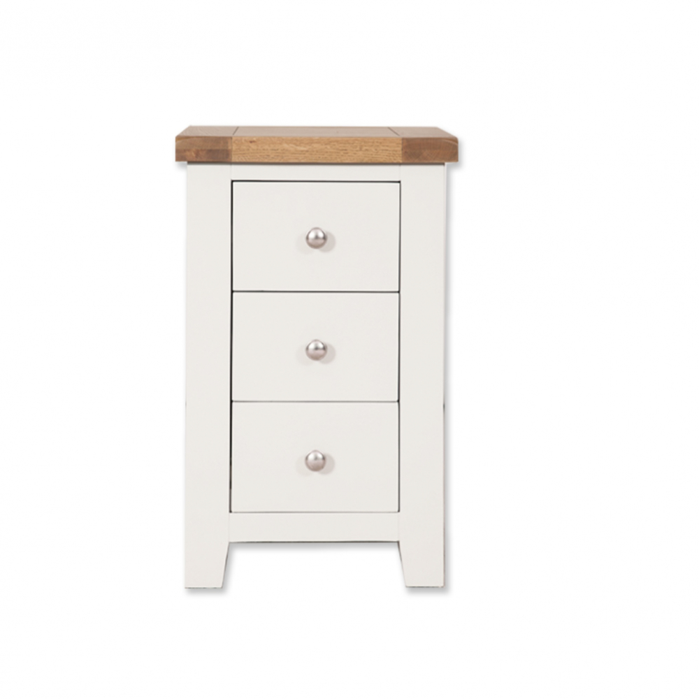 Melbourne White 3 Drawer Bedside
