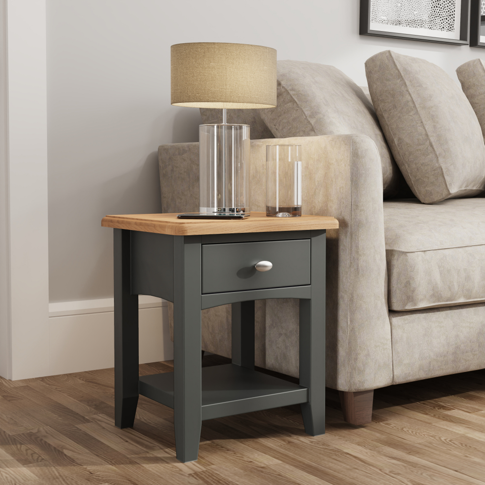 Oxford 1 Drawer Lamp Table Grey