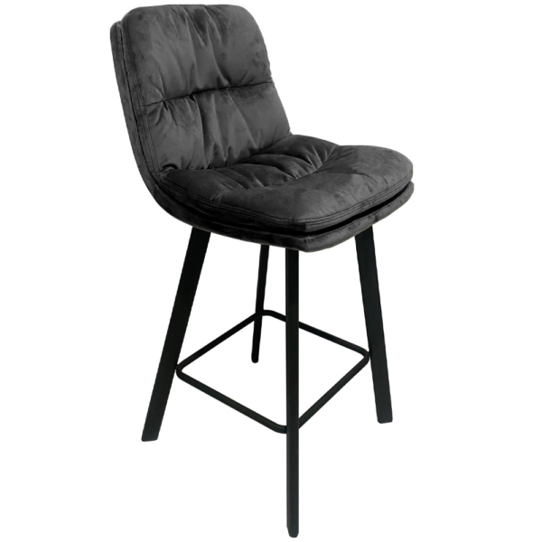 Paloma Bar Stool - Charcoal Grey Velvet