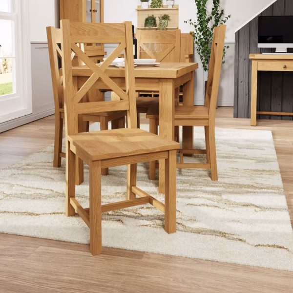 New Cotswold Cross Back Chair Wooden Seat