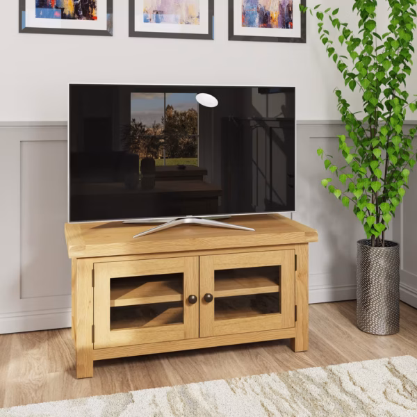 New Cotswold Standard Tv Unit (With Glass Doors)