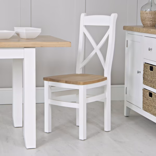 New Cotswold Cross Back Chair Wooden Seat