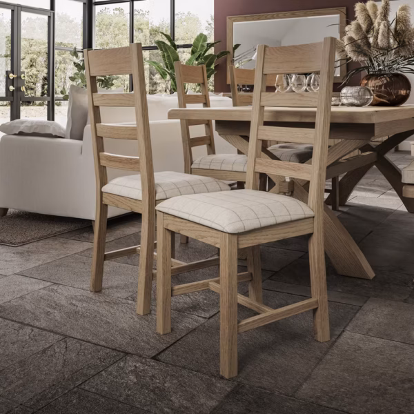 Highgate Slatted Dining Chair Natural Check