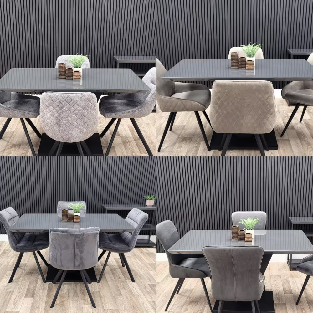 Larson Grey Table with Mix & Match Chair Set