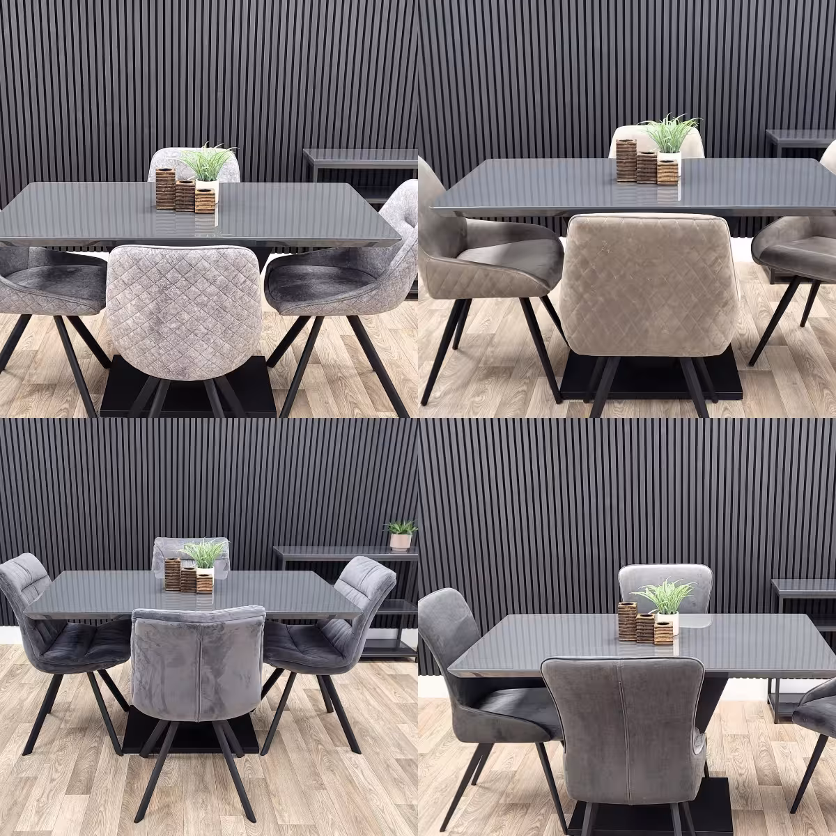 Larson Grey Table with Mix & Match Chair Set