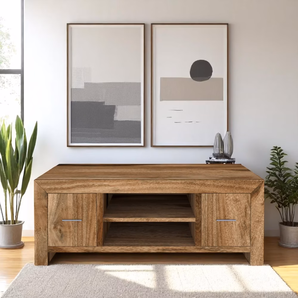 mango wood tv cabinet in living room
