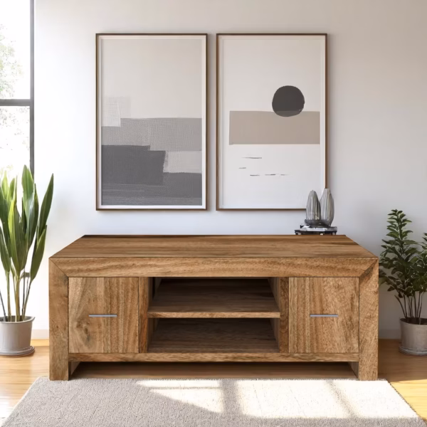mango wood tv cabinet in living room