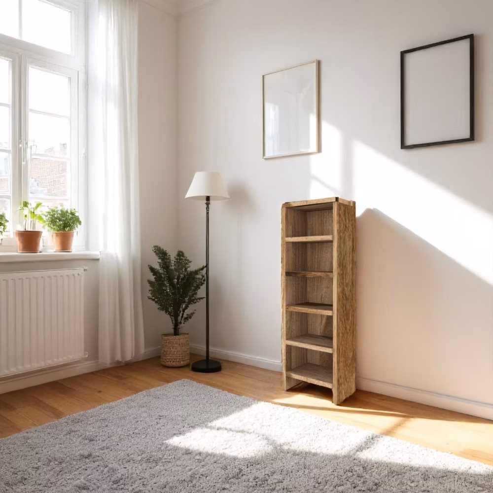 dvd rack from mango wood in the living room