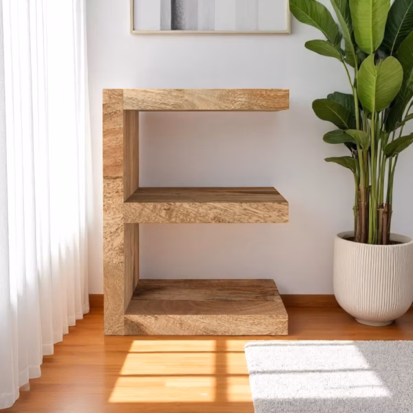E shelf unit in mango wood