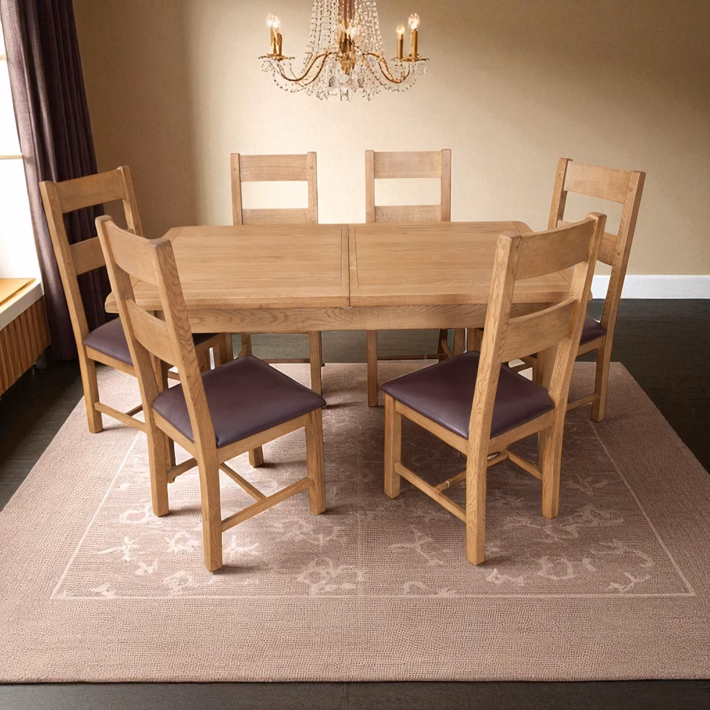 Melbourne Rustic Country Oak Large Extending Table - Image 2