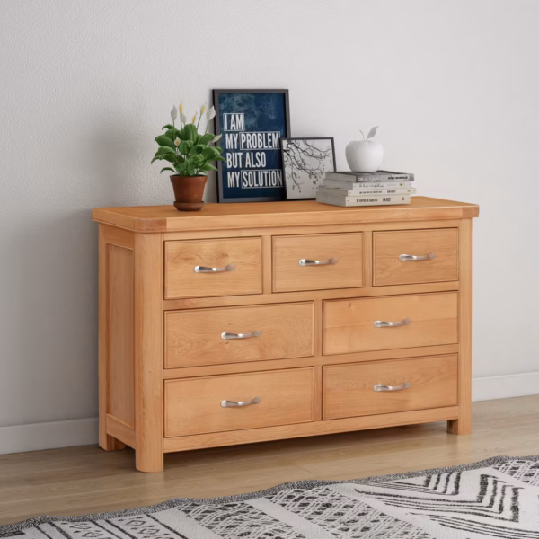 Canterbury Oak Three Over Four Wide Chest of Drawers