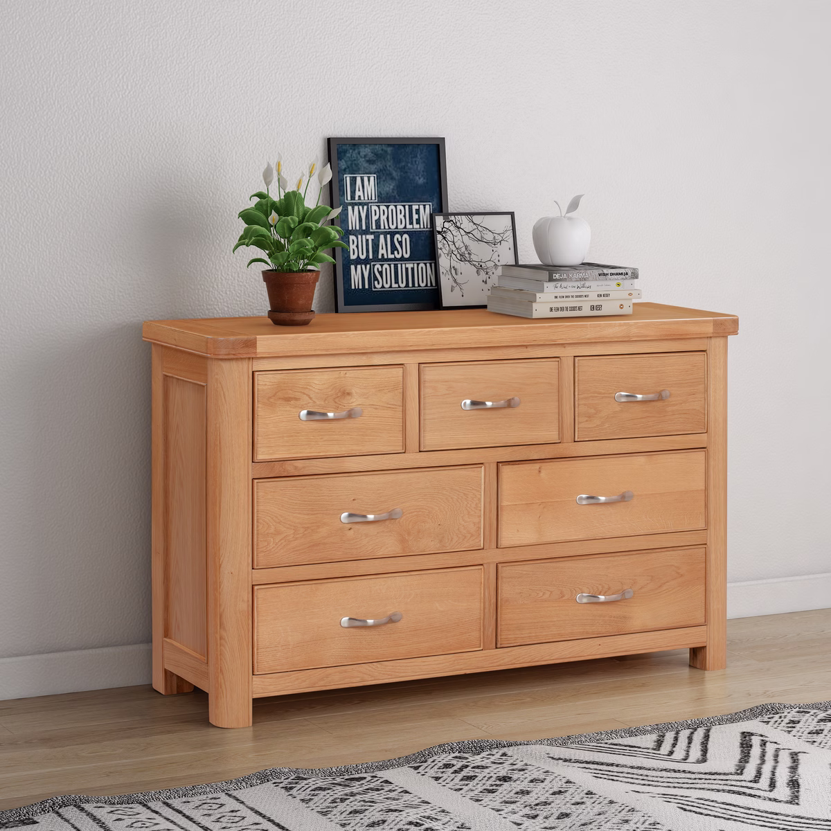 Canterbury Oak Three Over Four Wide Chest of Drawers