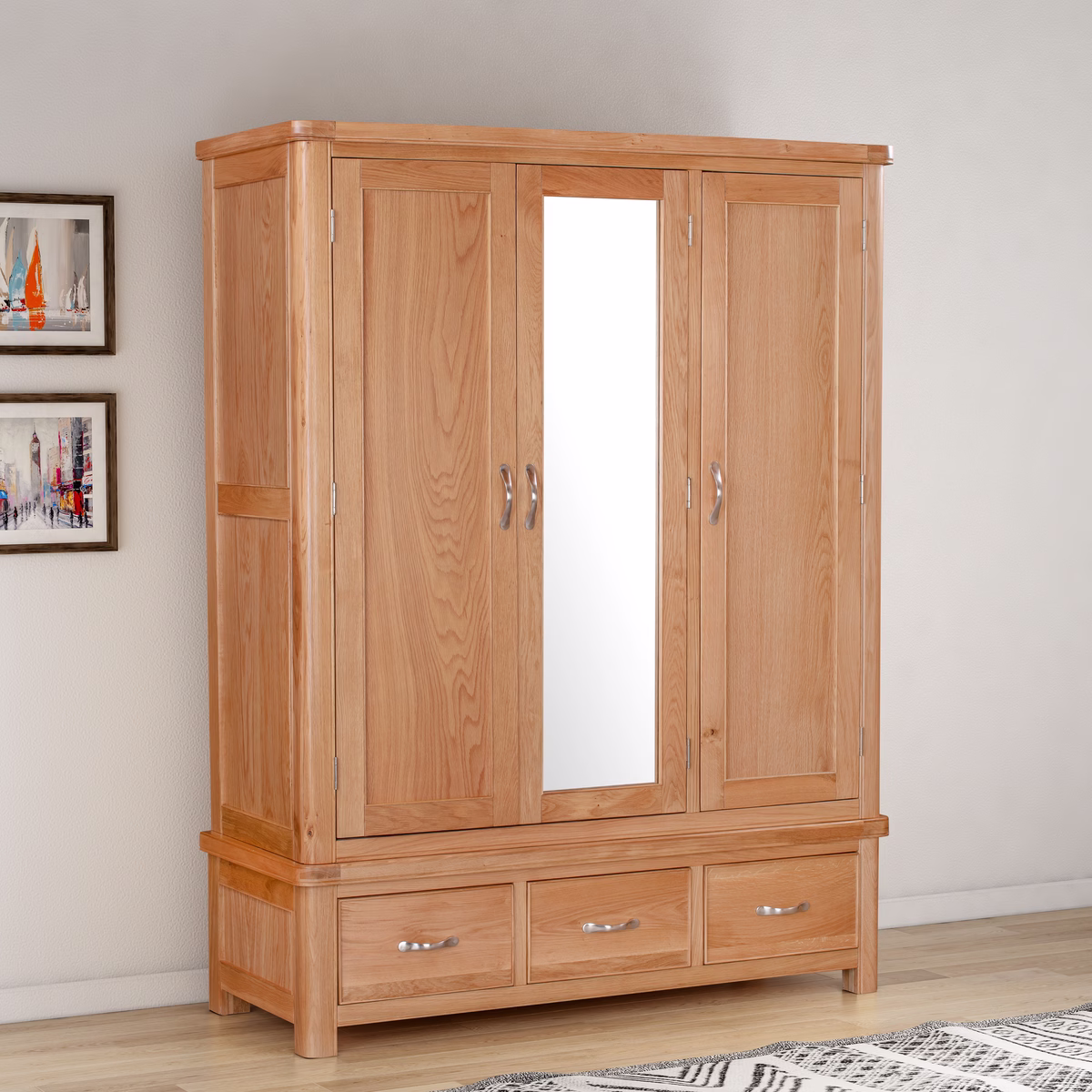 Canterbury Oak Triple Wardrobe