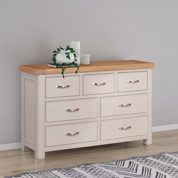Canterbury Painted Three Over Four Wide Chest of Drawers