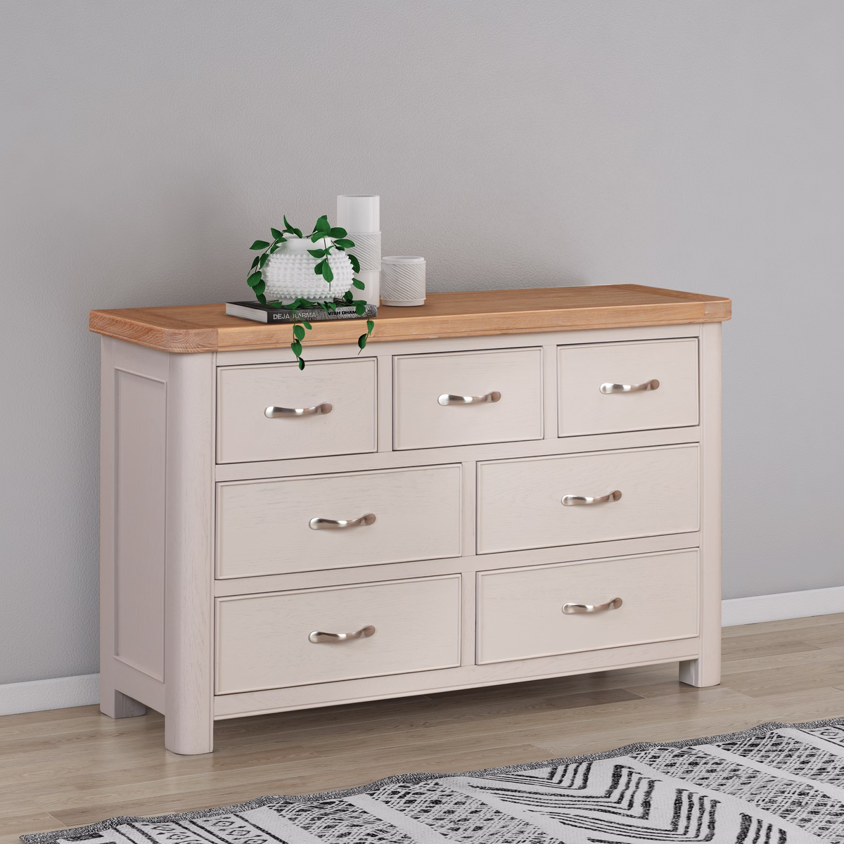 Canterbury Painted Three Over Four Wide Chest of Drawers